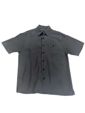 Axis Men's Short Sleeve Button Up Shirt Charcoal Gray Minimalist Dadcore Size M